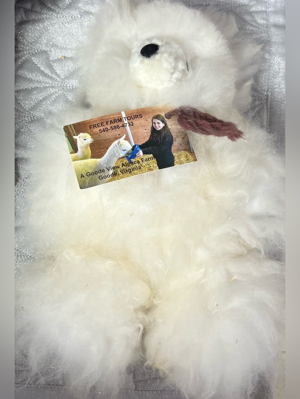 NWT Soft Baby Classic Alpaca Teddy Bear Handmade In Peru 14 Inches Tall White